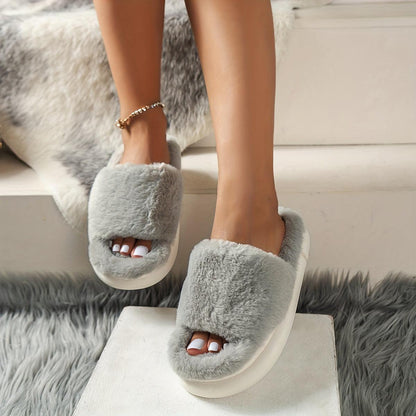 Aurora | Fluffy open-toe slippers - FACCE. Amsterdam