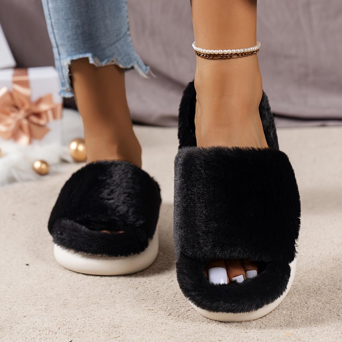 Aurora | Fluffy open-toe slippers - FACCE. Amsterdam