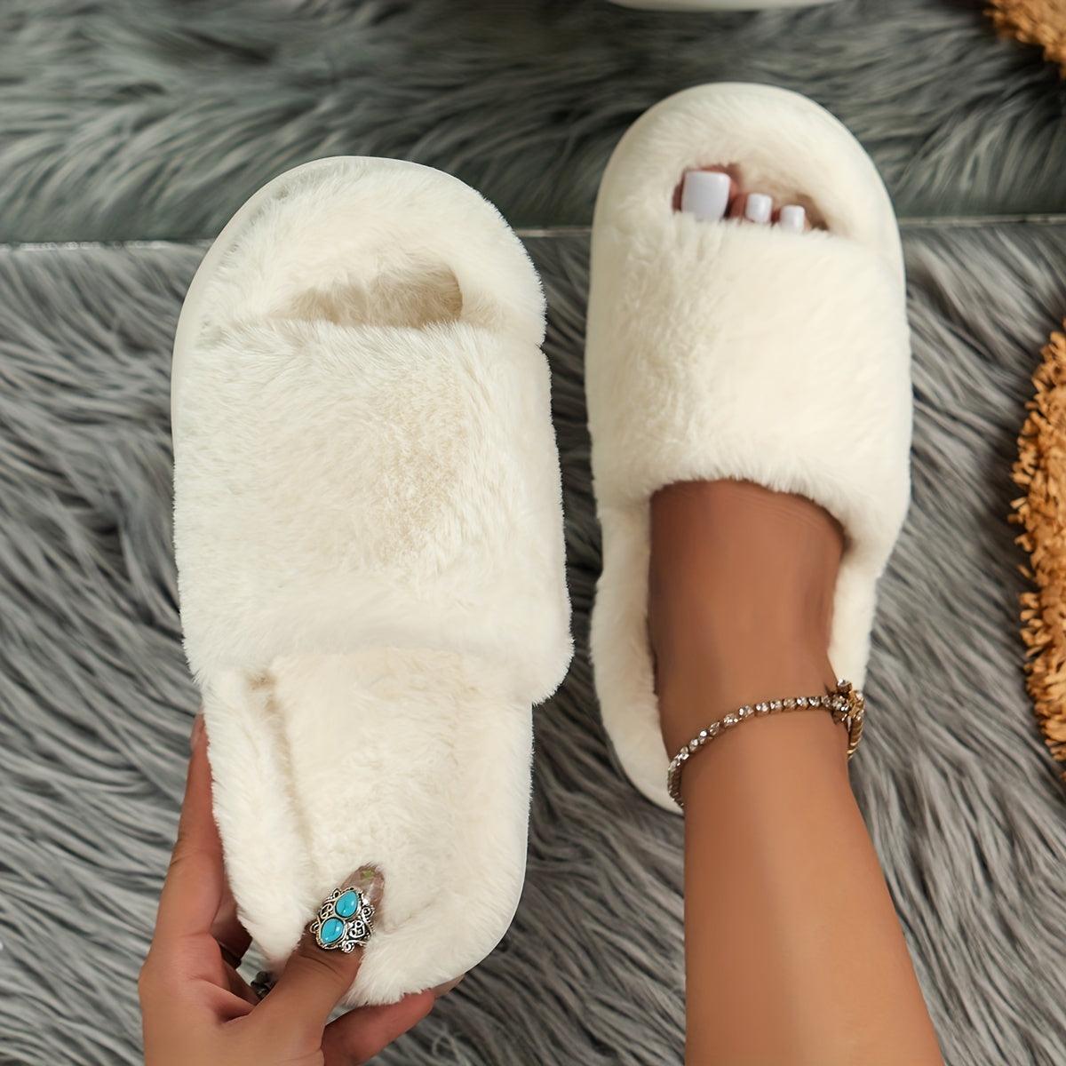 Aurora | Fluffy open-toe slippers - FACCE. Amsterdam